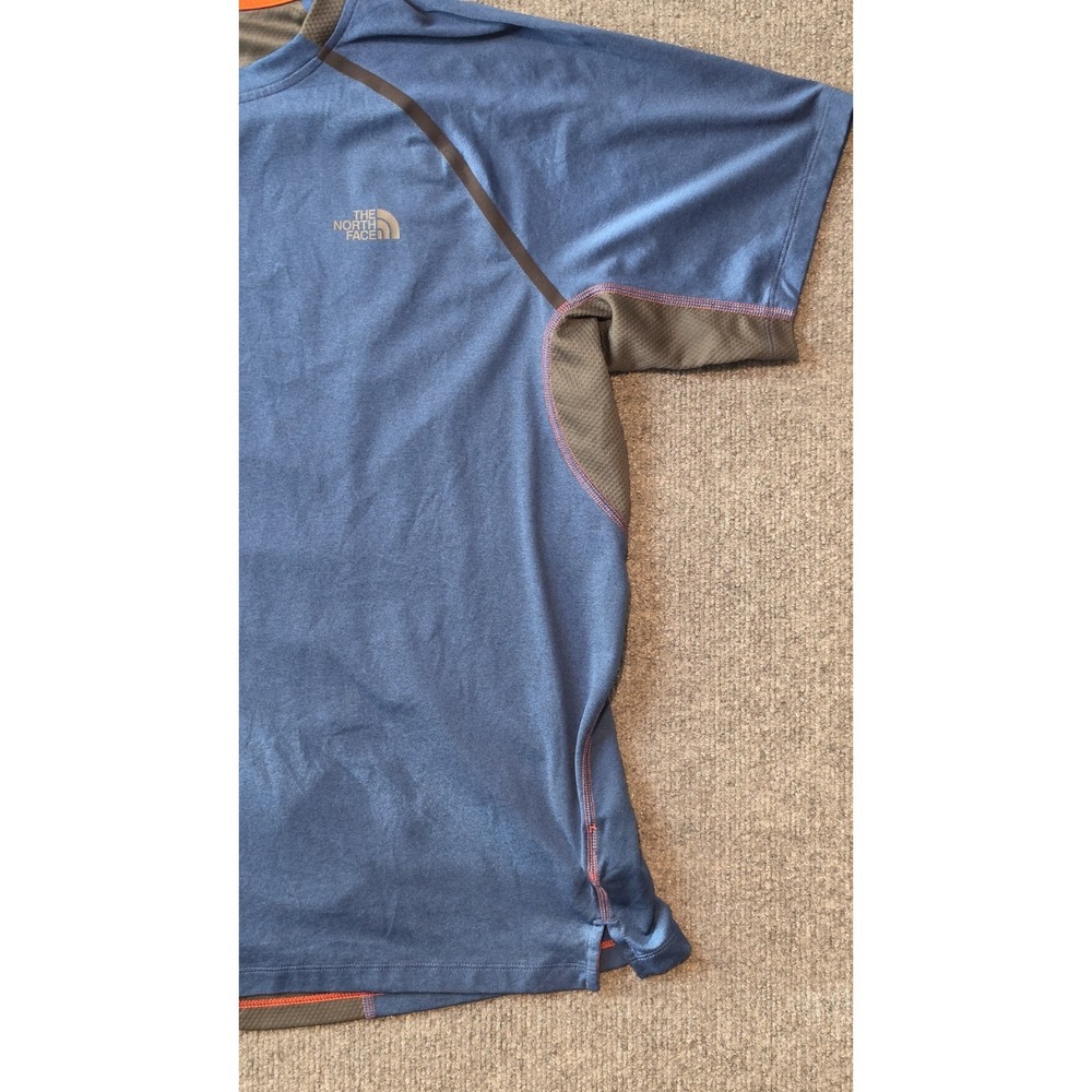 The North Face Mens Performance T-Shirt Blue Gray Mesh Active Tee - Picture 3 of 9